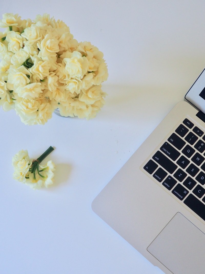 white background floral writing and blogging hd, 4k