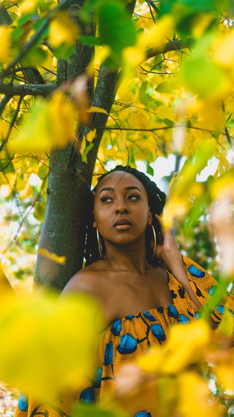 tree woodland forest and woman hd, 4k