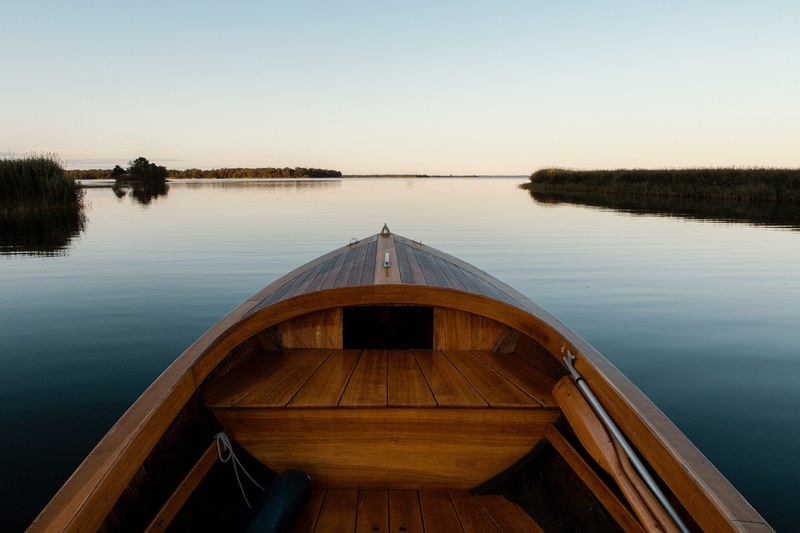 boatlife wooden boat calm and boat 4k