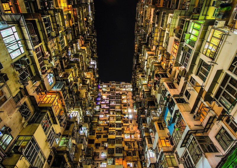 high density apartment buildings in hongkong 4k