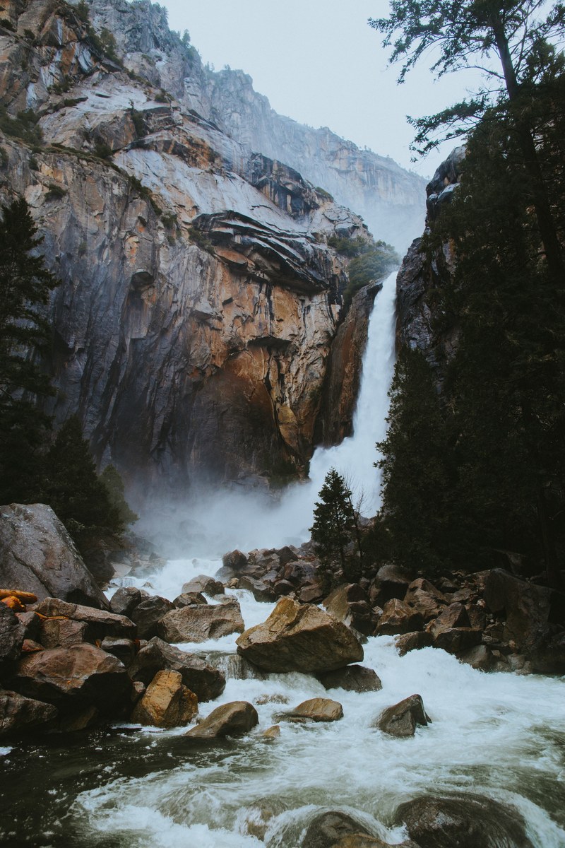 waterfall rock rushing water and stream hd, 4k