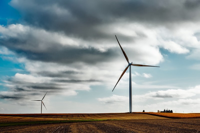 wind farm farm rural sky clouds landscape sunset 4k