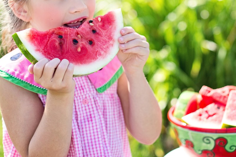 watermelon summer little girl eating watermelon food 4k