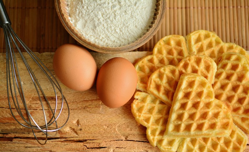 waffles waffles bake ingredients egg scrambled eggs 4k