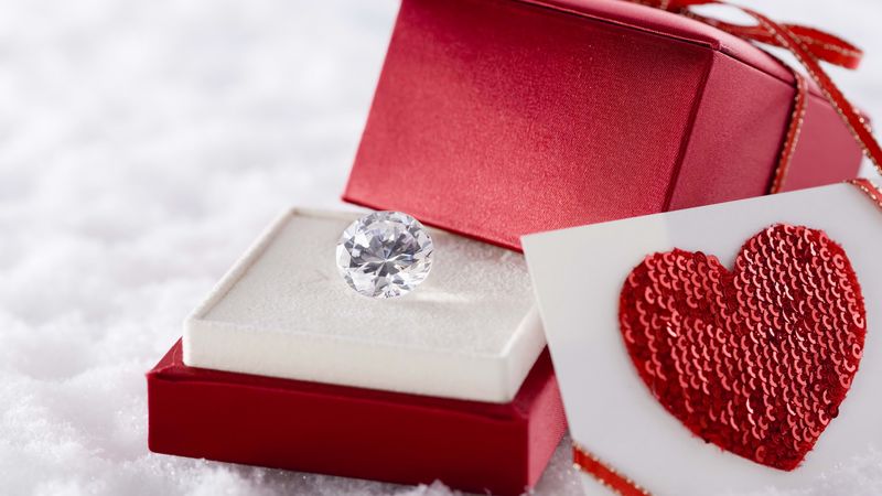 diamond, box, heart, snow, 4k