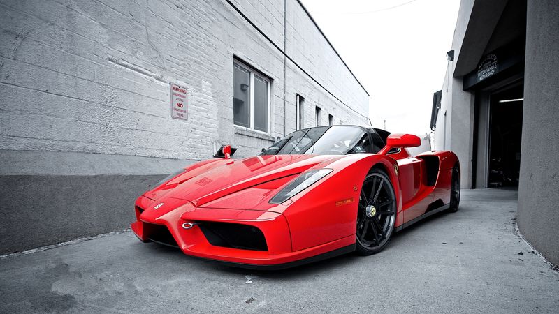 red, street, ferrari, ferrari enzo, 4k