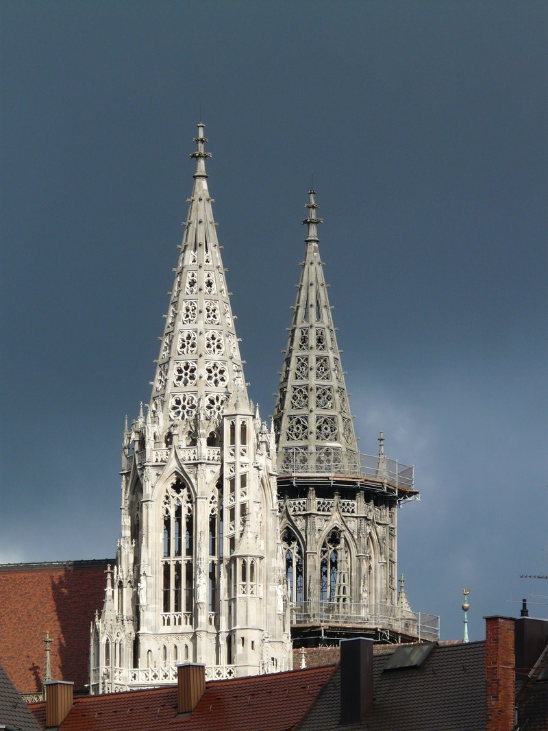 tower münster dom thunderstorm clouds gloomy risk 4k