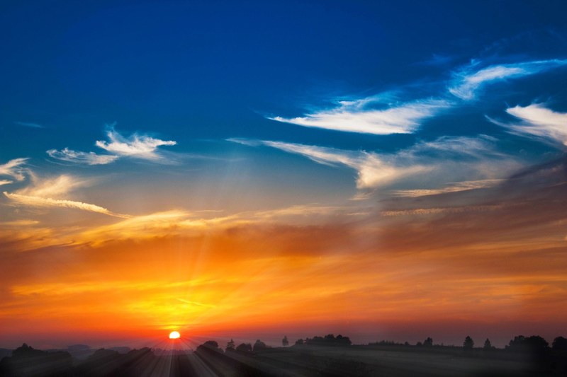 sunset sun abendstimmung setting sun sunbeam 4k