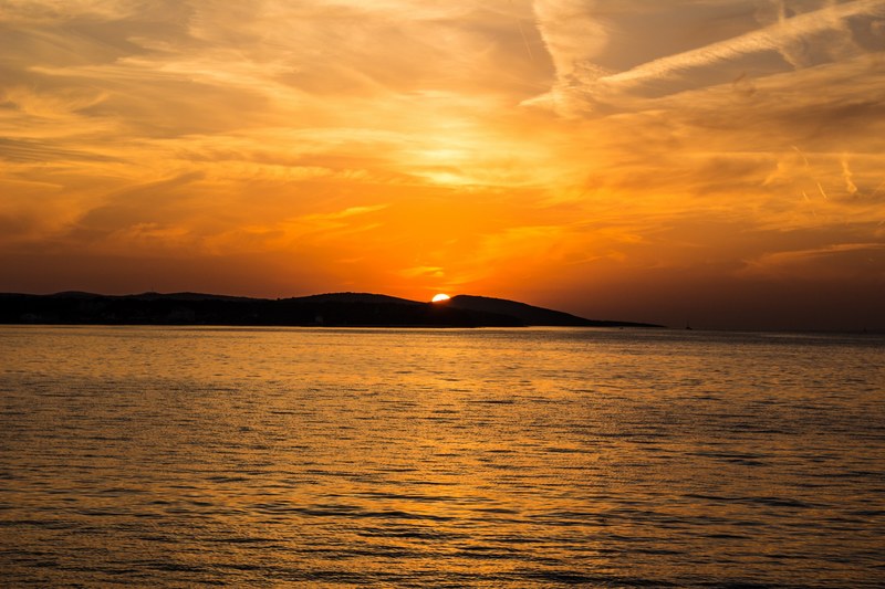 sunset sea island croatia coast adriatic water 4k
