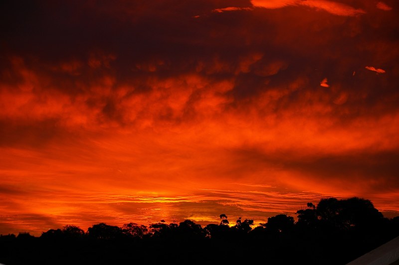 sunset red horizontal clouds sunlight orange 4k