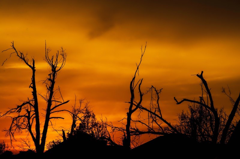 sunset oklahoma tornado damage sky clouds 4k