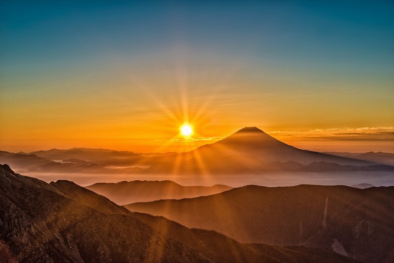 sun mt fuji japan landscape the southern alps 4k