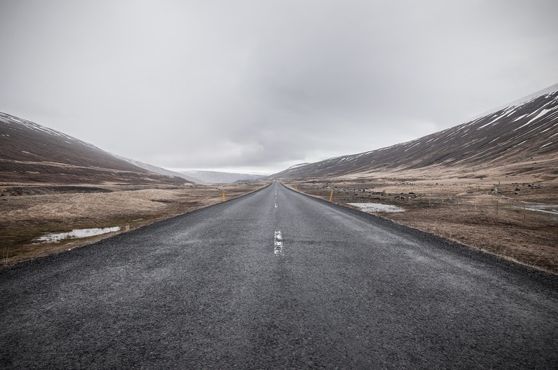 street road straight horizon endless way travel 4k