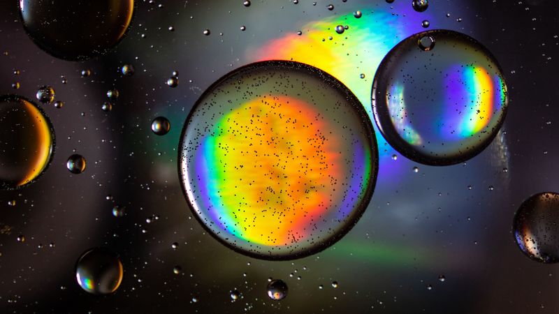 bubbles, round, macro, multicolored, 4k