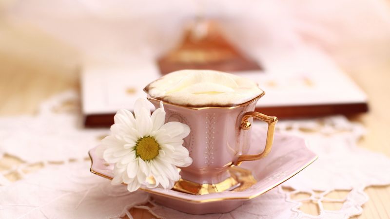 coffee, still life, flowers, cup, morning, breakfast, bunch, shopping, summer, 4k