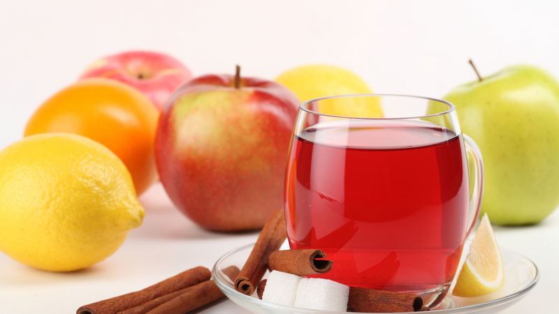 saucer, cup, sugar, cinnamon, slice, lemon, apples, beverage, reflection, 4k