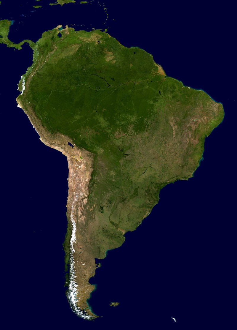 south america continent land map aerial view 4k
