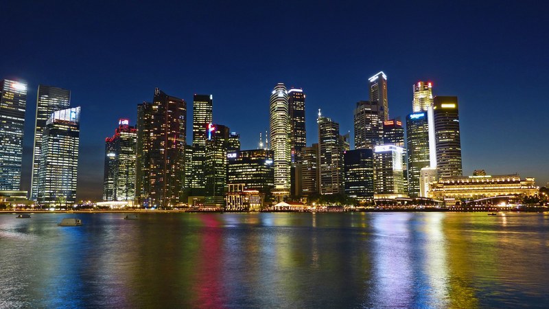 singapore river skyline building water 4k