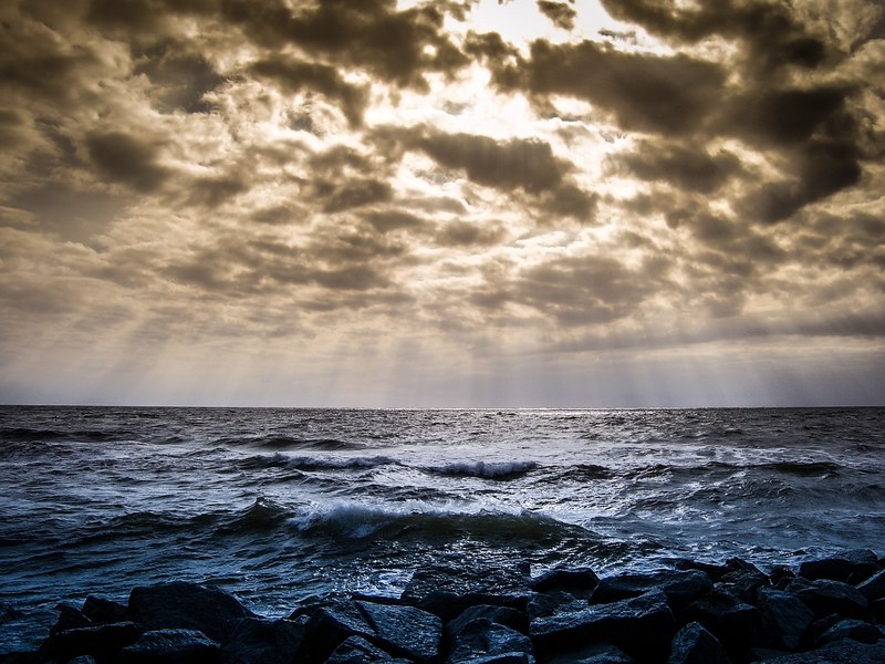 sky clouds landscapes blue nature view sea ocean 4k