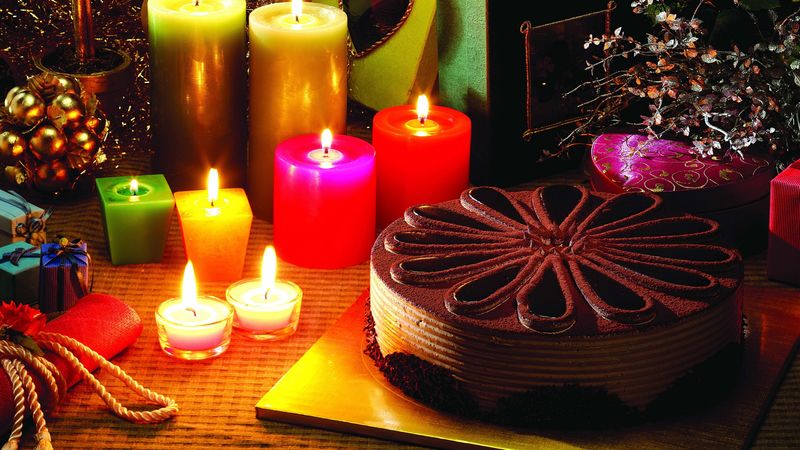 christmas candles, cake, presents, reindeer, holiday, 4k