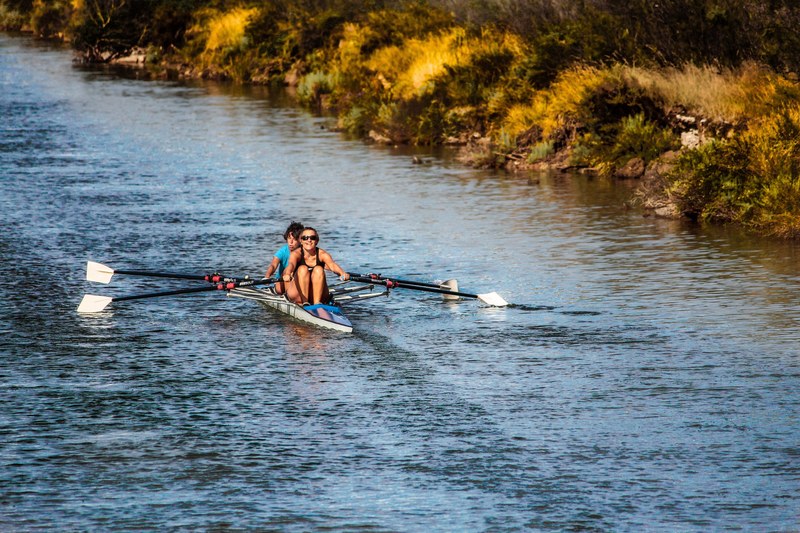 rowing rowing boat channel water flow river canal 4k