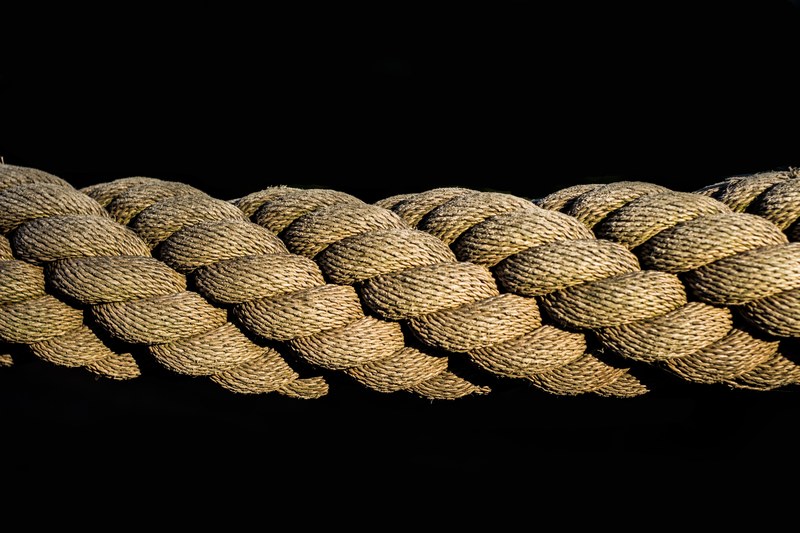 rope dew leash woven knitting fixing close up 4k