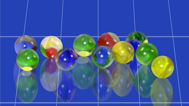 marbles, blue, desing, cercle, miror, 4k