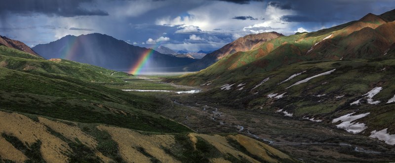 rainbow landscape scenic colorful panorama nature 4k