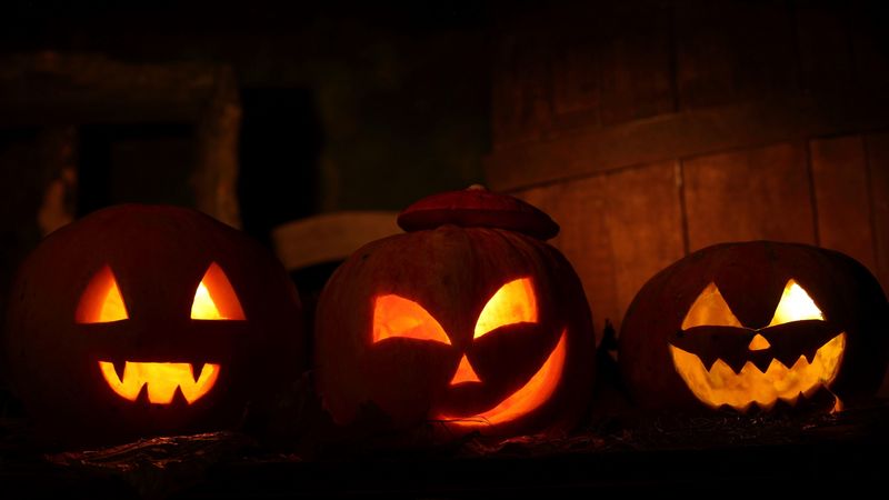 halloween, holiday, night, pumpkin, three, 4k