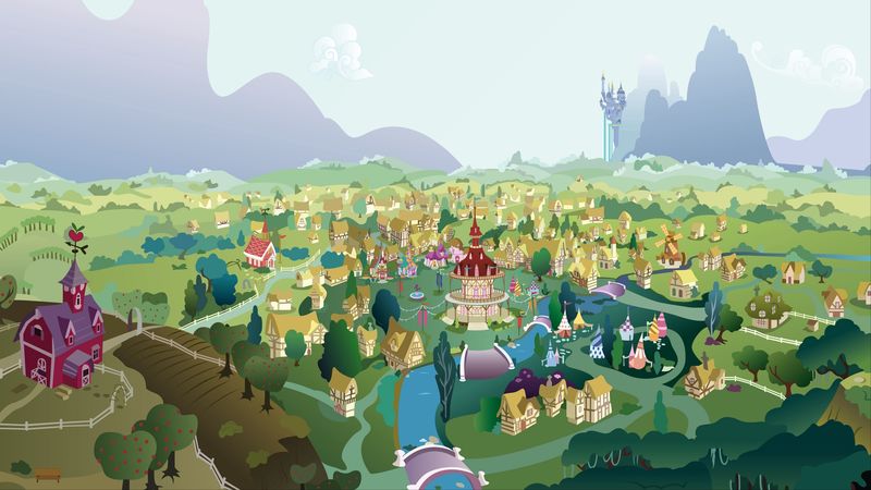city, drawing, colorful, mountains, 4k