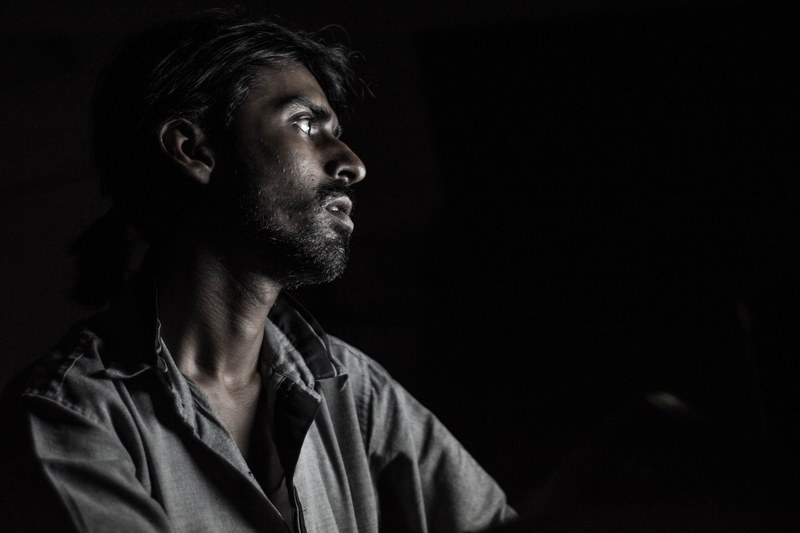 portrait dark light man face dark human 4k
