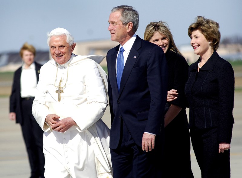 pope benedict xvi president george bush laura bush 4k