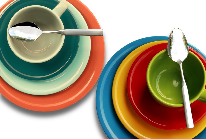 plate cup colorful cover tableware 4k