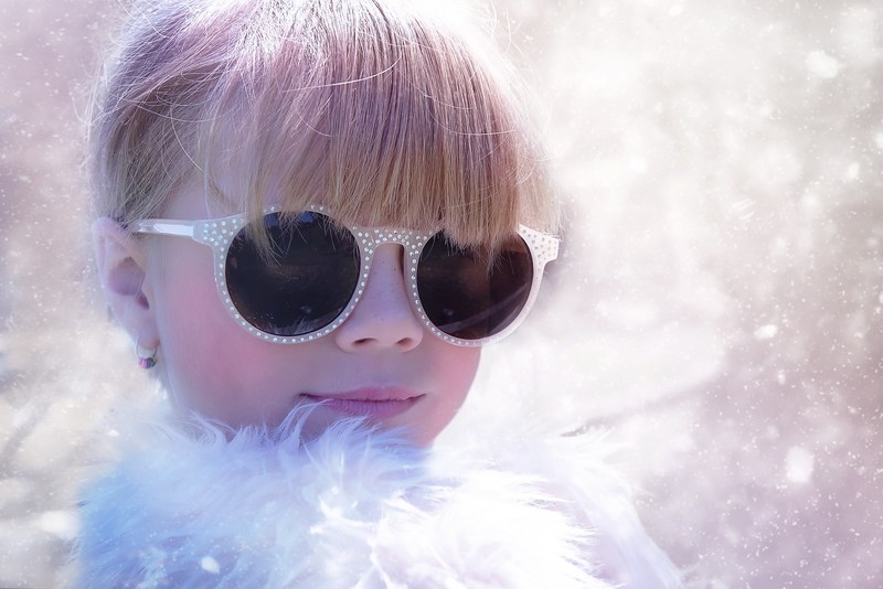 person human child girl blond glasses face 4k
