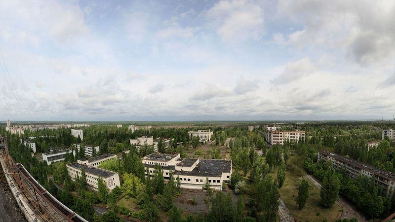 sky, roof, apartments, trees, ghost town, 4k