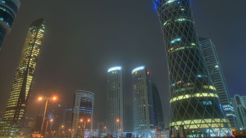 doha, qatar, uae, skyscrapers, 4k