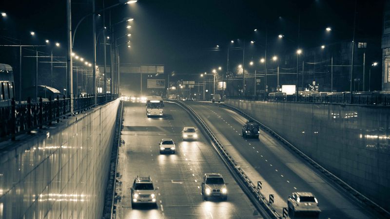 almaty, city, lights, cars, road, 4k