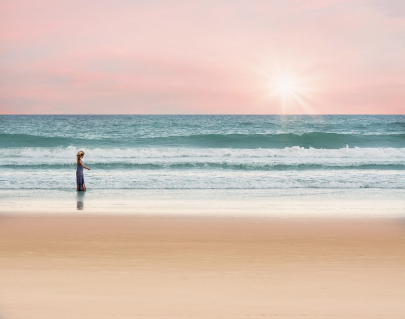 ocean girl walking sea summer water vacation sun 4k