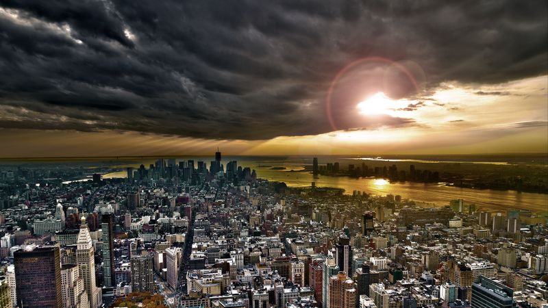 city, new york, sky, clouds, skyscrapers, buildings, 4k