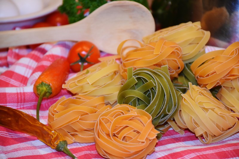 noodles tagliatelle pasta raw colorful food 4k