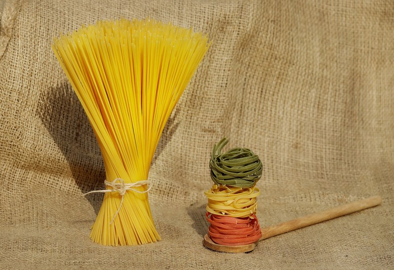 noodles pasta yellow colorful raw food 4k