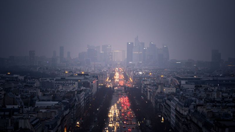 city, skyscrapers, clouds, rain, road, cars, lights, 4k