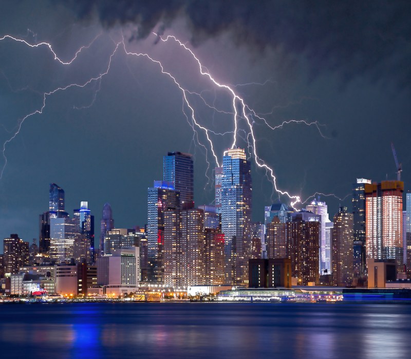 new york lightning storm lightning storm sky city 4k