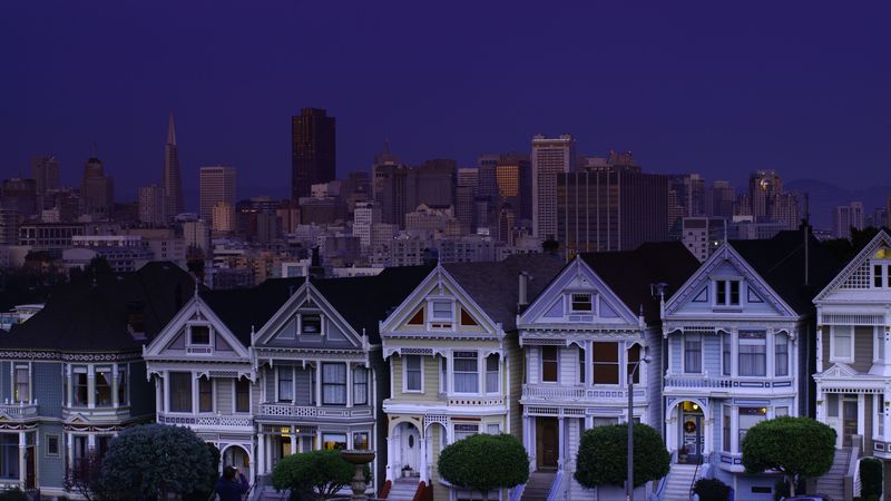 usa, san francisco, night, blue, sky, moon, 4k