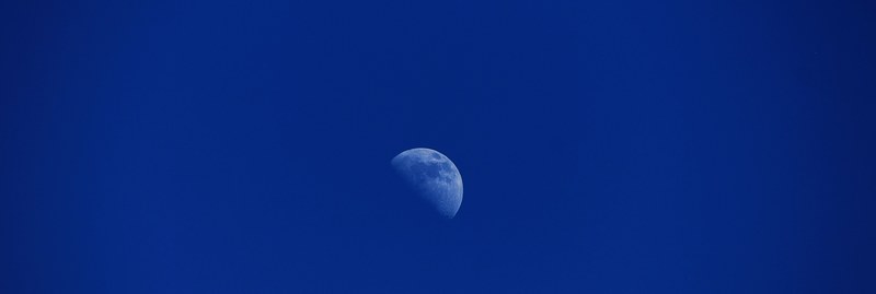 moon sky blue half moon space mood astronomy 4k