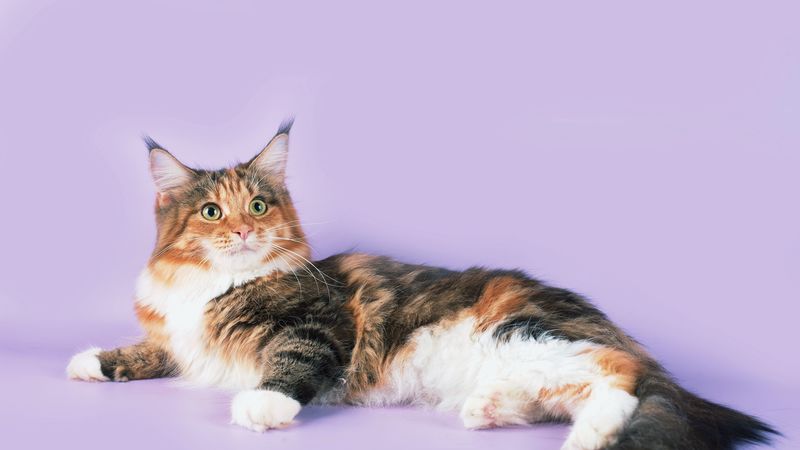 cat, lying, spotted, maine coon, 4k