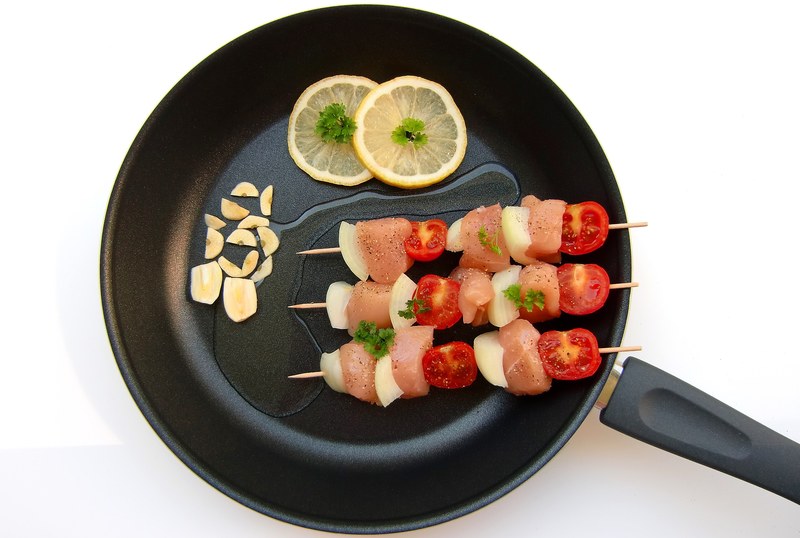 meat kebab pan fry eat healthy 4k