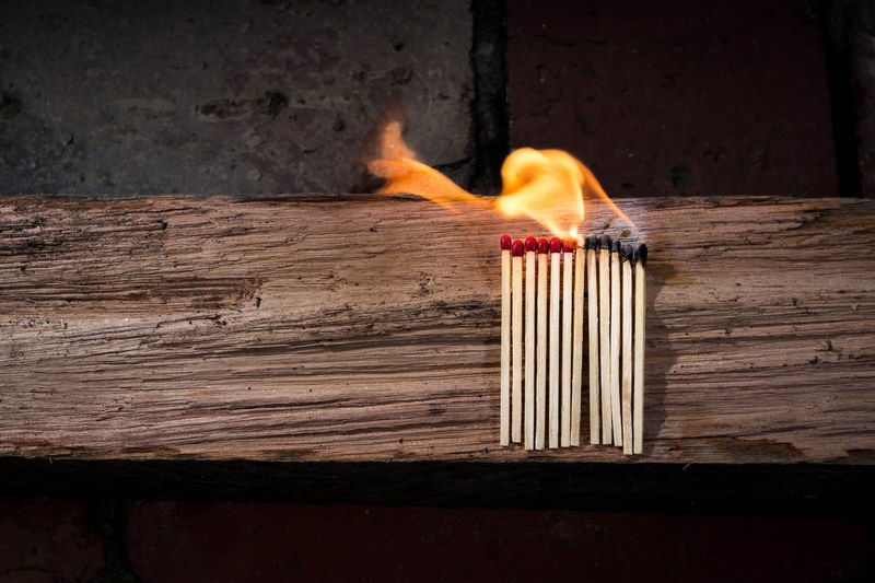 matches matchstick flammable wood fire glow heat 4k