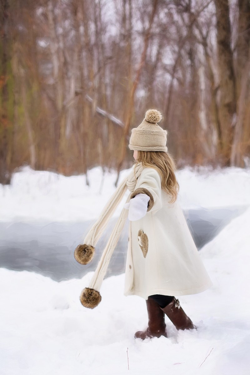 little girl winter snow happiness fun outdoor 4k