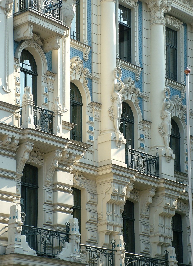 latvia riga art nouveau building 4k